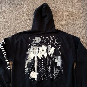 Wednesday Addams Womens Hoodie Sweatshirt Large Black Gothic Halloween